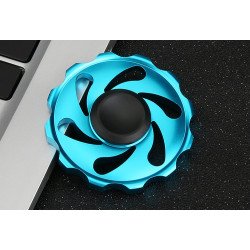 Wheel Design Aluminum Metal Fidget Spinner Stress Reducer Toy for Autism Adult, Child (Blue)